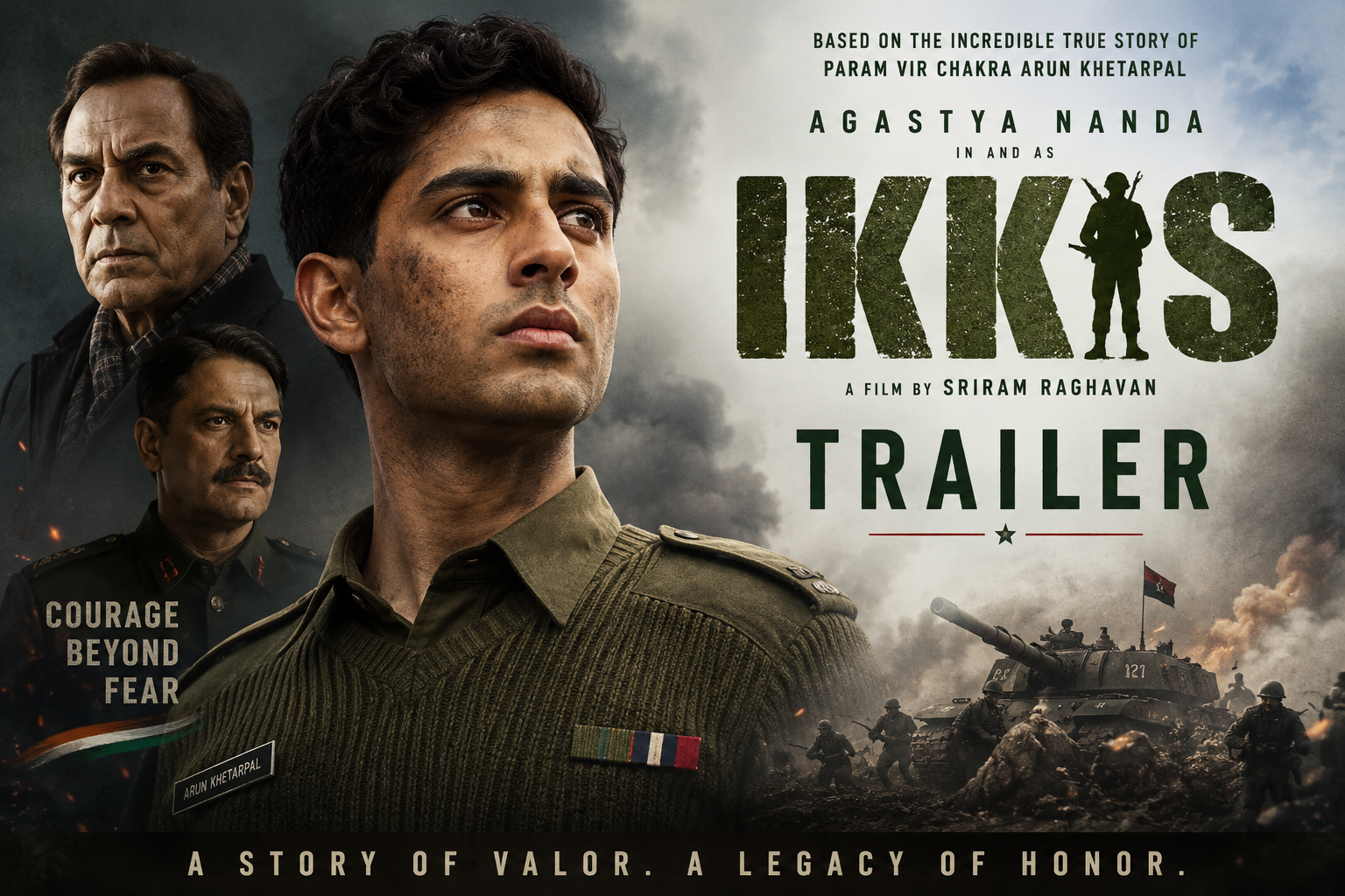 Agastya Nanda in Ikkis trailer as war hero Arun Khetarpal